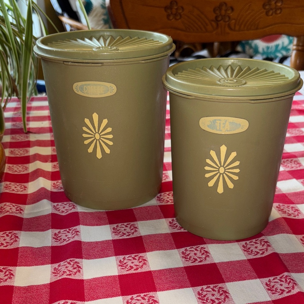 Vintage Olive Green Canister Set